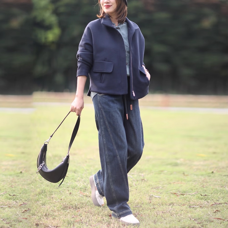 Quần baggy denim basic KAMAKA lưng thun dây rút một túi sau - NU9360