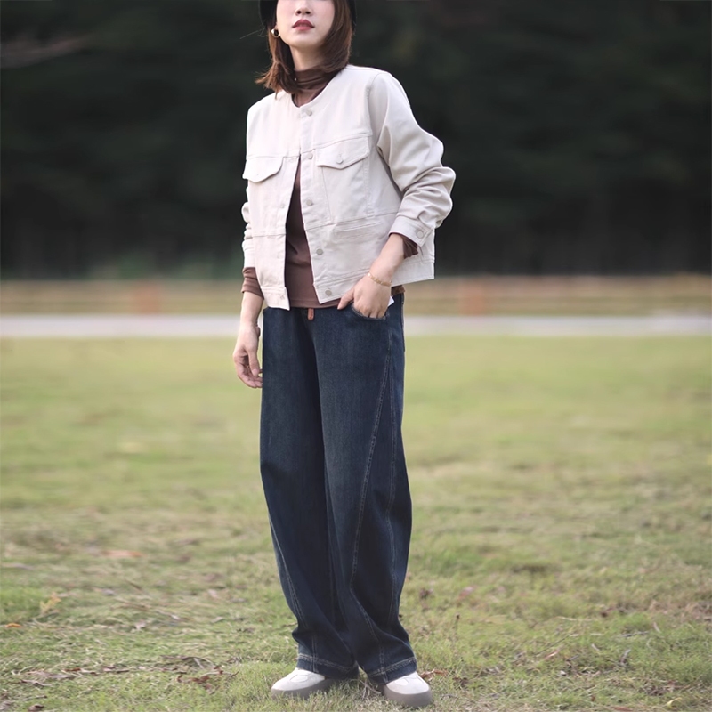 Quần baggy denim basic KAMAKA lưng thun dây rút một túi sau - NU9360