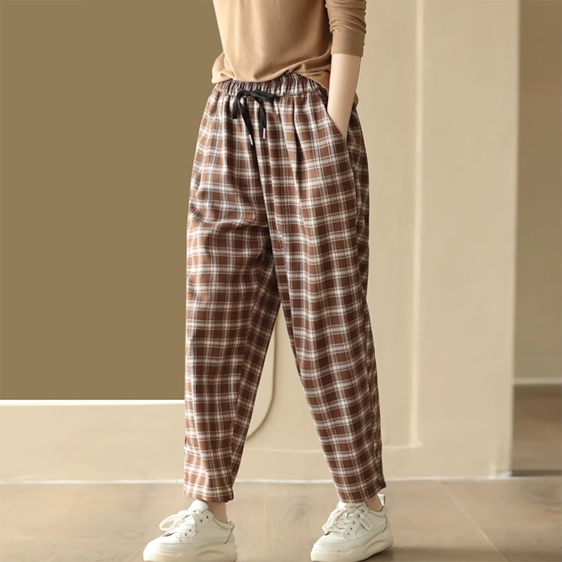 Quần baggy KAMAKA kẻ sọc caro lưng thun dây rút - NU9346