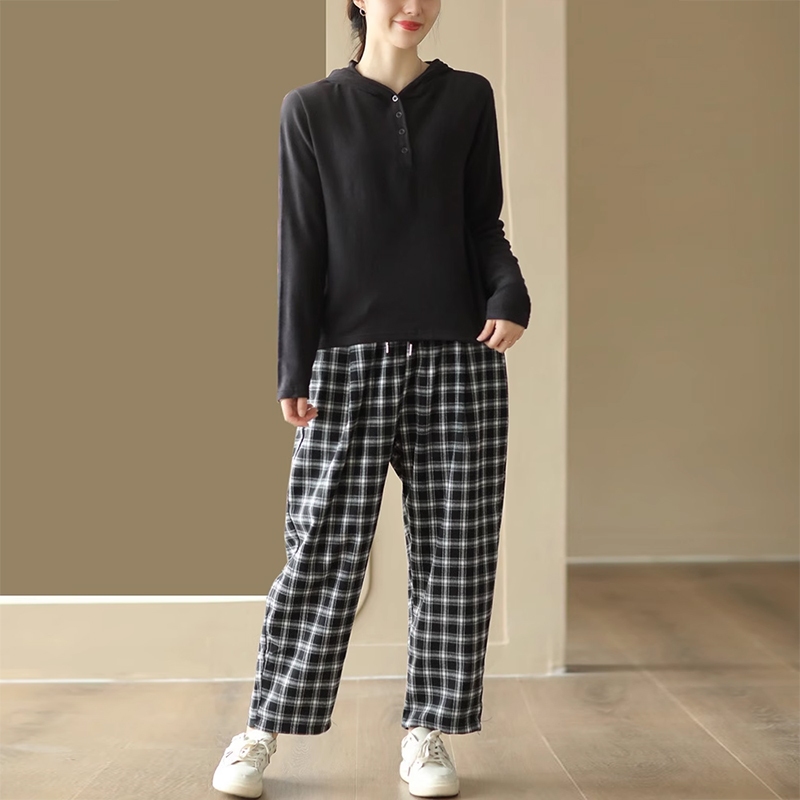 Quần baggy KAMAKA kẻ sọc caro lưng thun dây rút - NU9346