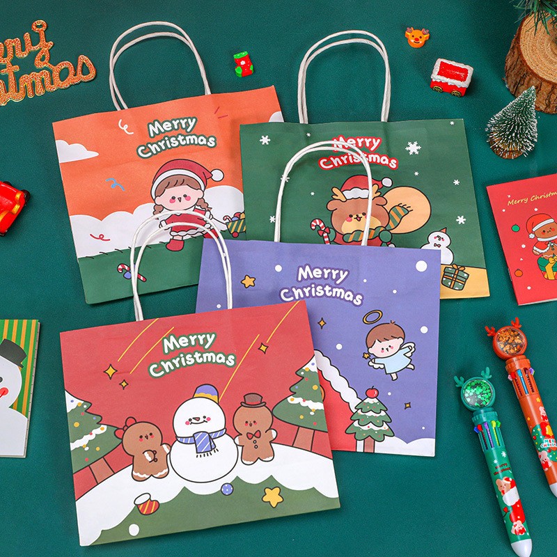 Túi giấy gói quà noel giáng sinh cho bé và bạn gái