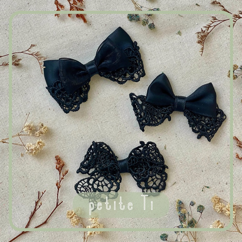 BST mùa xuân 2024 - Nơ ren hoa hồng đen -  Kẹp - Băng đô cài (Bờm) - Băng đô thun - Turban - Cho bé 