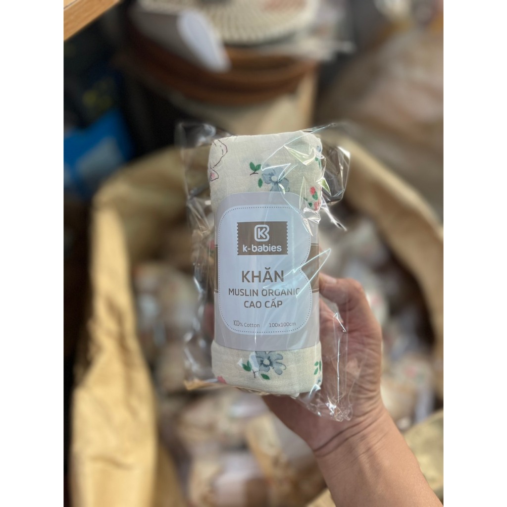 Khăn tắm xô Muslin BABY KING 2 lớp  kháng khuẩn cho bé sơ sinh túi lưới xinh xắn
