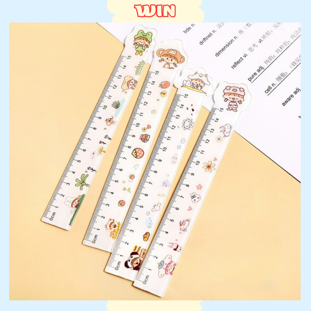 Thước kẻ combo 2 cái cute nhỏ gọn 15cm nhiều mẫu dễ thương cho học sinh