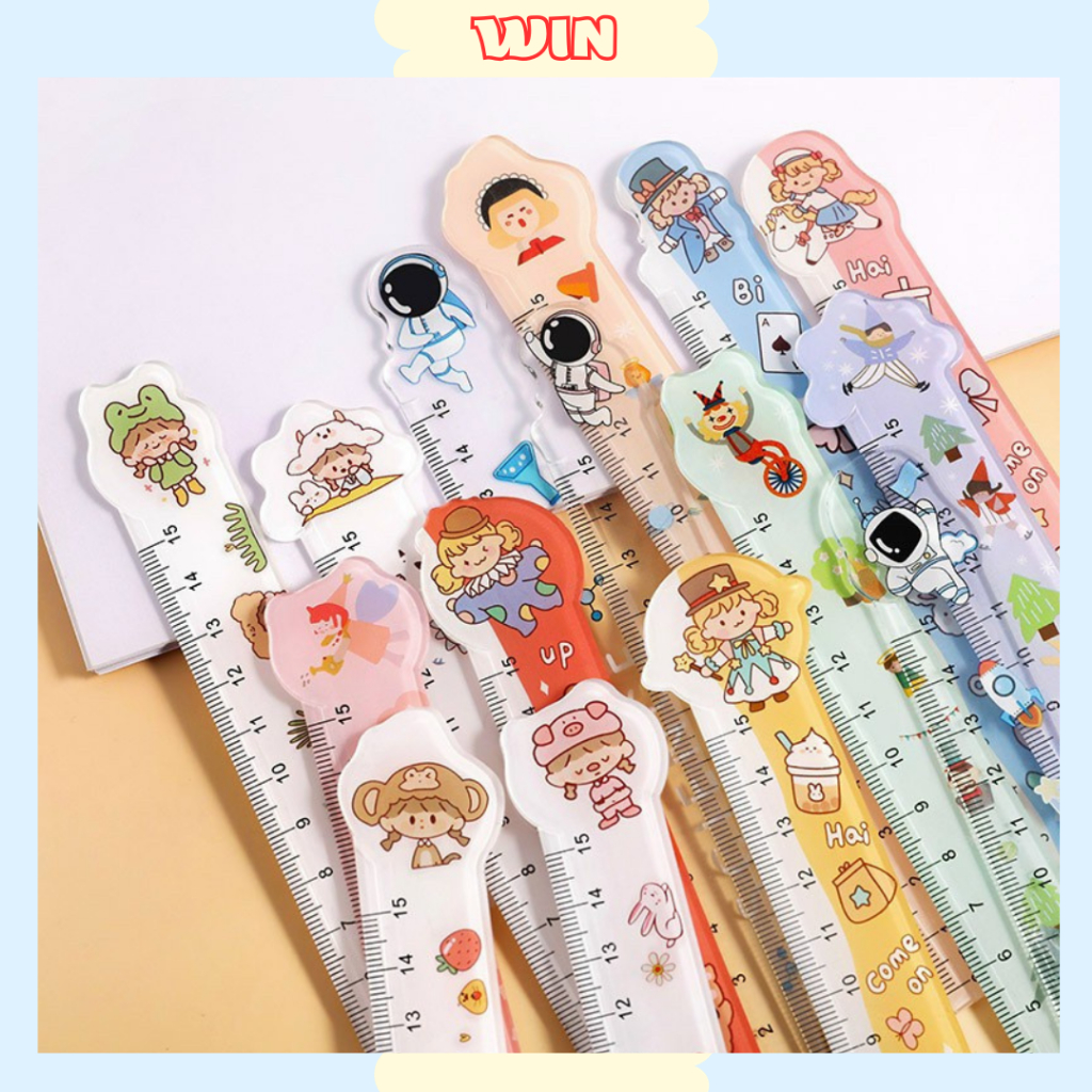 Thước kẻ combo 2 cái cute nhỏ gọn 15cm nhiều mẫu dễ thương cho học sinh