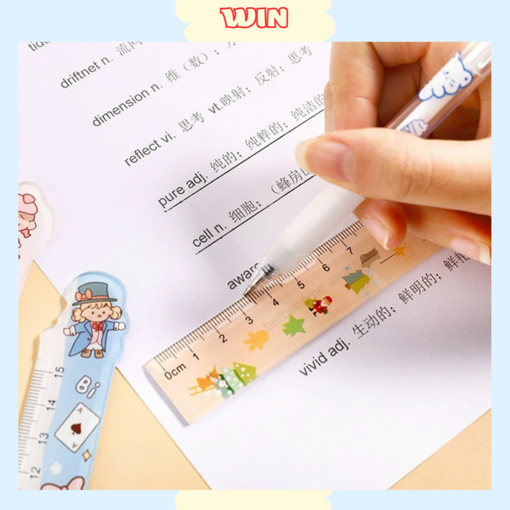 Thước kẻ combo 2 cái cute nhỏ gọn 15cm nhiều mẫu dễ thương cho học sinh