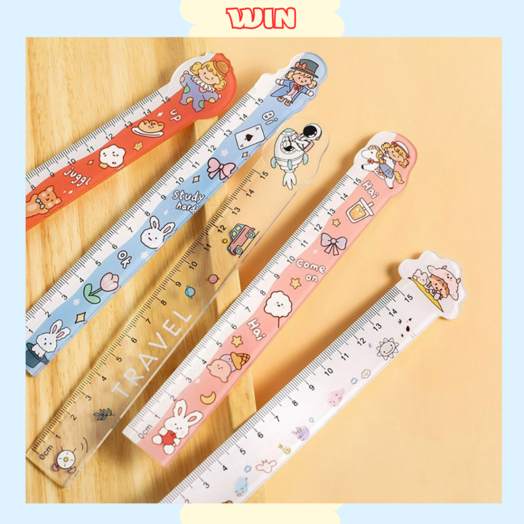 Thước kẻ combo 2 cái cute nhỏ gọn 15cm nhiều mẫu dễ thương cho học sinh