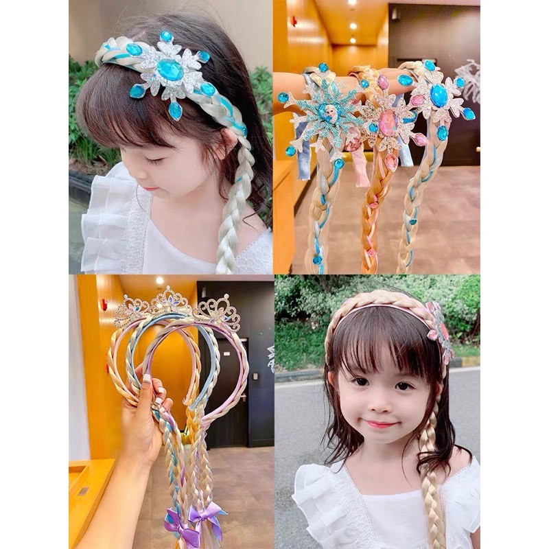 Bờm cài băng đô tóc giả công chúa elsa-anna xinh xắn đáng yêu cho bé