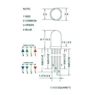 Led RGB 4 Chân Đục Phi 5mm