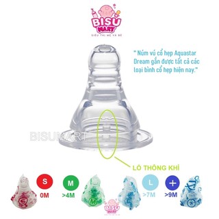 Núm vú cổ hẹp silicon siêu mềm Aquasart Dream Size S, M, L, +
