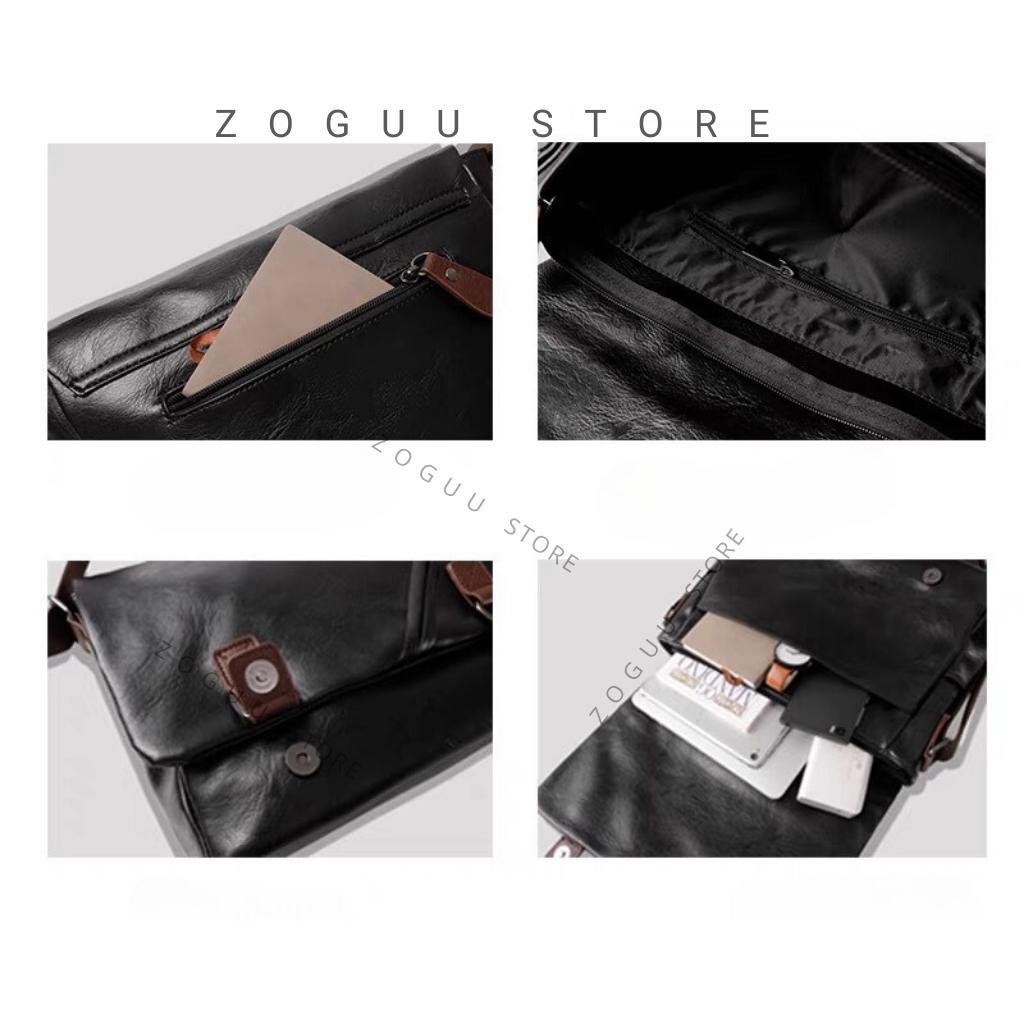 Túi đeo chéo da nam cao cấp, túi chéo nam đẹp nhiều ngăn có 5 ngăn đơn giản tiện dụng cho nam DNF287