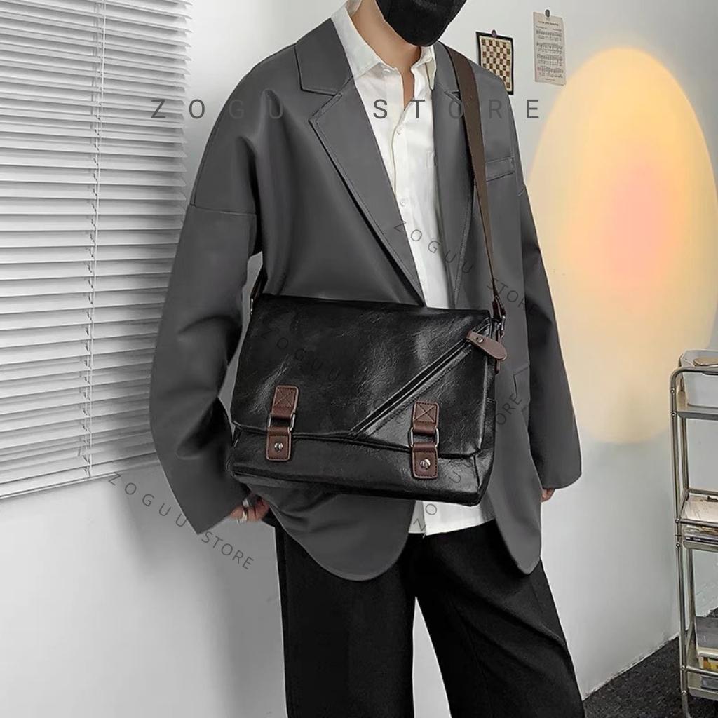 Túi đeo chéo da nam cao cấp, túi chéo nam đẹp nhiều ngăn có 5 ngăn đơn giản tiện dụng cho nam DNF287