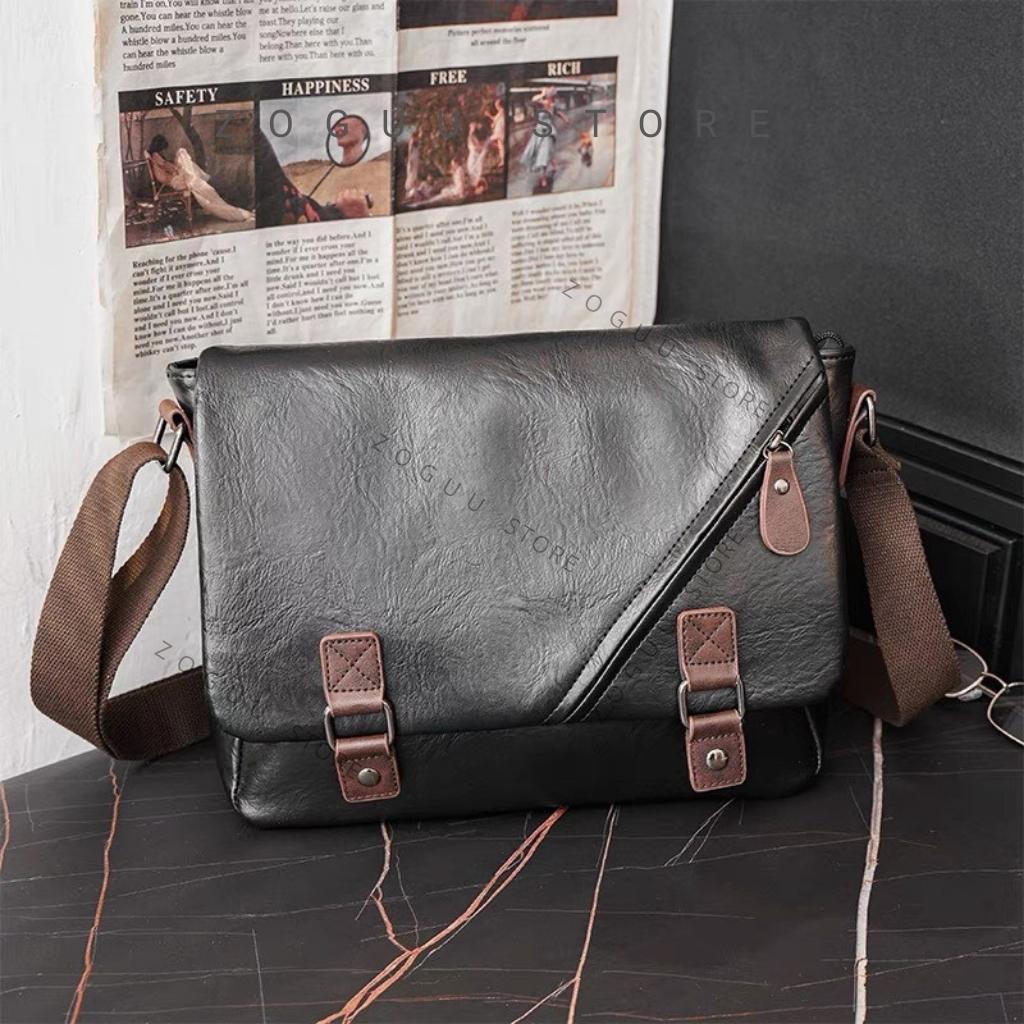 Túi đeo chéo da nam cao cấp, túi chéo nam đẹp nhiều ngăn có 5 ngăn đơn giản tiện dụng cho nam DNF287