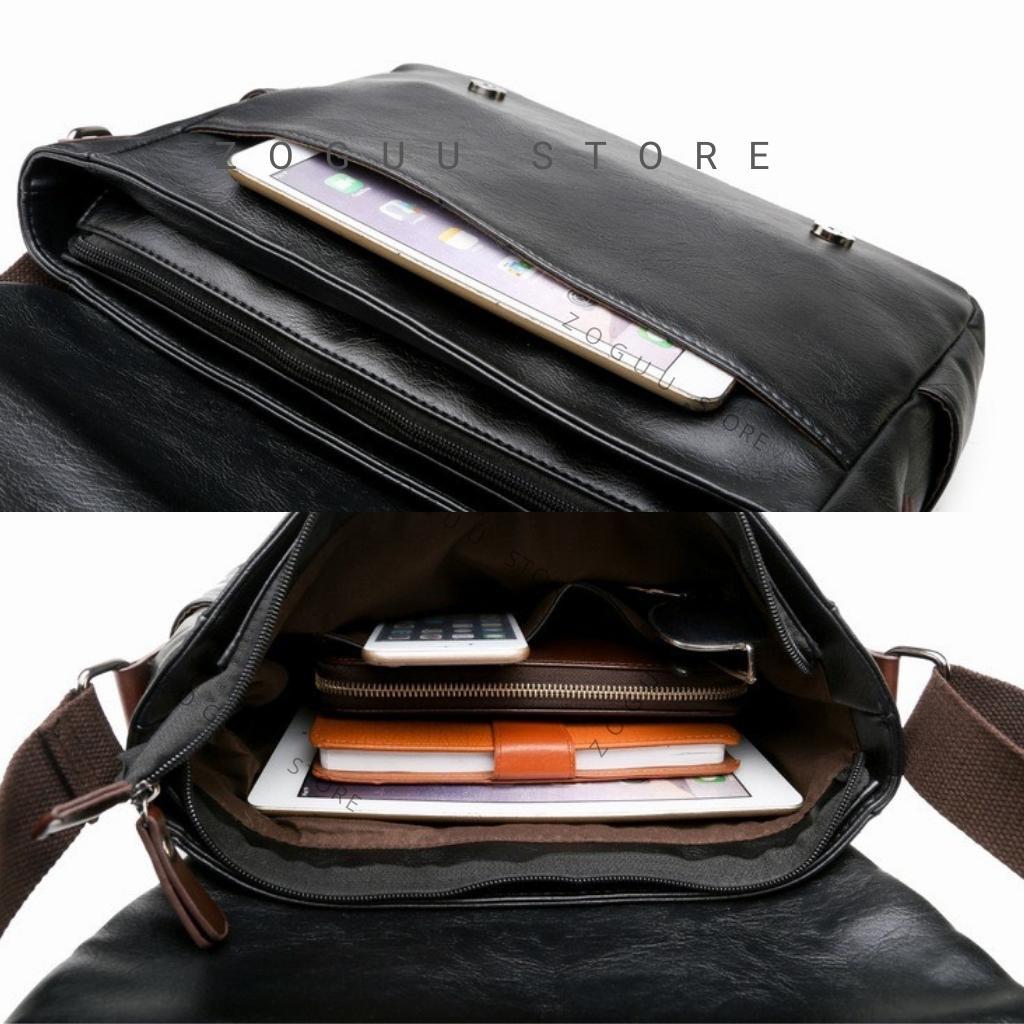 Túi đeo chéo da nam cao cấp, túi chéo nam đẹp nhiều ngăn có 5 ngăn đơn giản tiện dụng cho nam DNF287