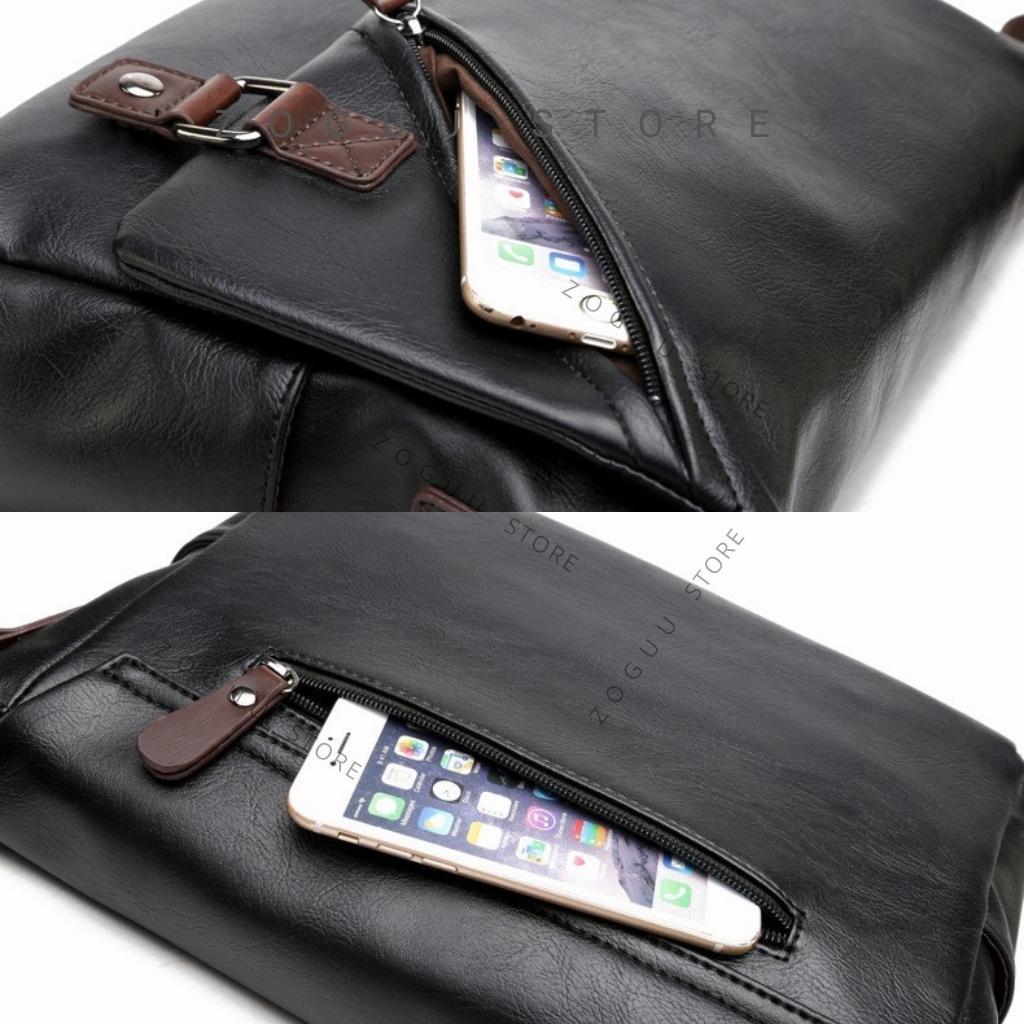 Túi đeo chéo da nam cao cấp, túi chéo nam đẹp nhiều ngăn có 5 ngăn đơn giản tiện dụng cho nam DNF287