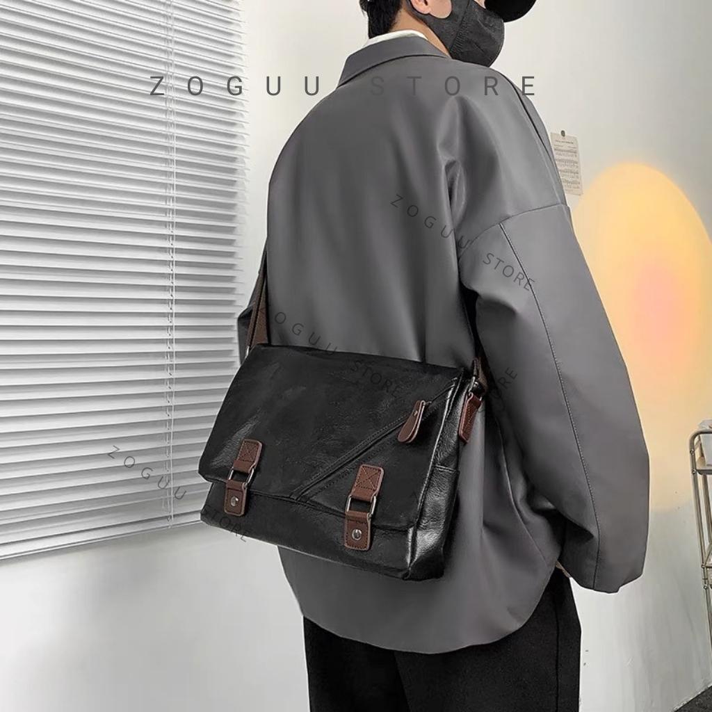 Túi đeo chéo da nam cao cấp, túi chéo nam đẹp nhiều ngăn có 5 ngăn đơn giản tiện dụng cho nam DNF287