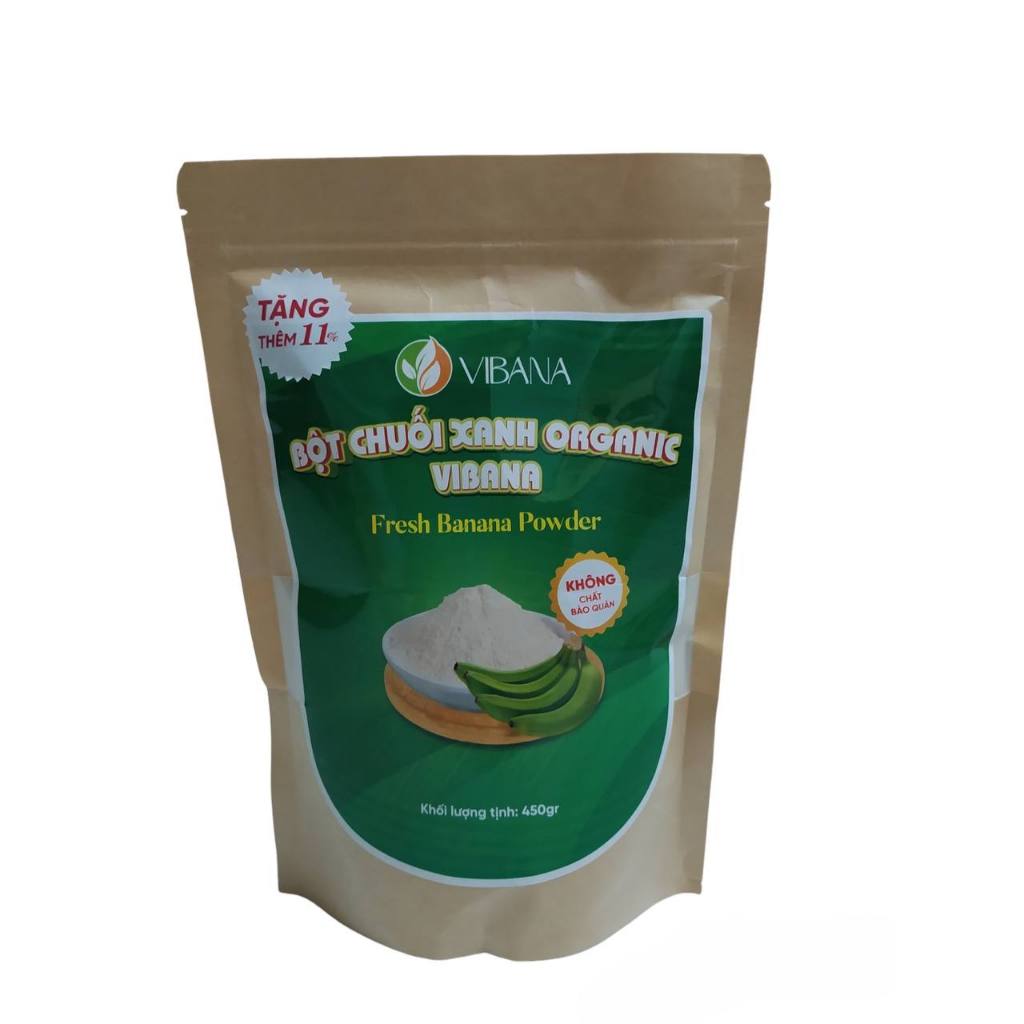 Bột chuối xanh organic Vibana nguyên chất sấy lạnh gói 500gr