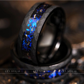 Nhẫn Nam Vonfram Stellar "The Kryptonite Blue" Đá Thiên Thạch Xanh - Cao Cấp Lịch Sự Không Gỉ - Bền Gấp 3 Nhẫn Titan