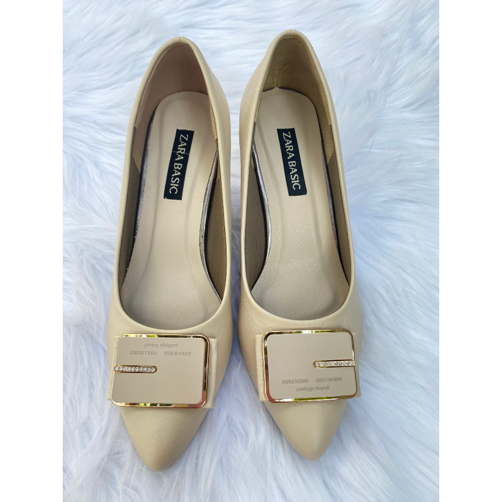 Giày cao gót công sở nữ mũi nhọn đế vuông bé đơn giản thanh lịch cao 3p, 5p, 7p