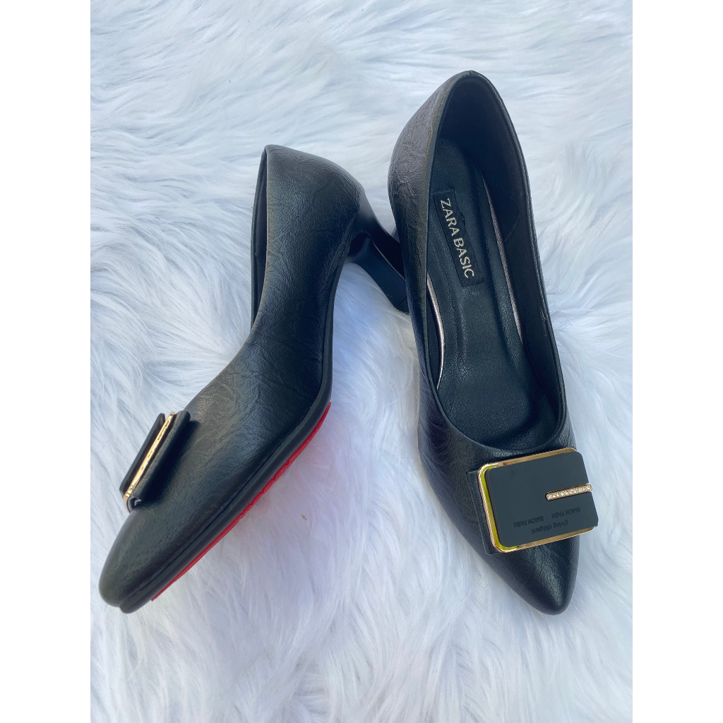 Giày cao gót công sở nữ mũi nhọn đế vuông bé đơn giản thanh lịch cao 3p, 5p, 7p