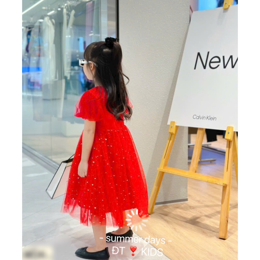 Váy giáng sinh, đầm noel in họa tiết xinh xắn cho bé gái 8-25kg