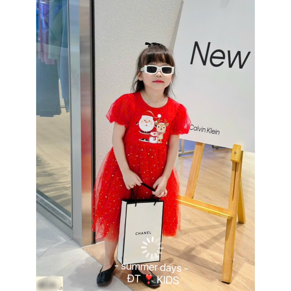 Váy giáng sinh, đầm noel in họa tiết xinh xắn cho bé gái 8-25kg