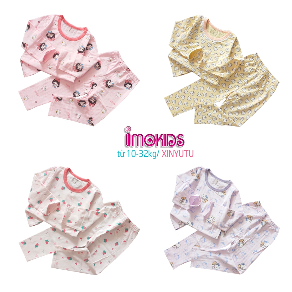 Đồ bộ dài tay cho bé gái Xinyutu 10-32kg chất cotton co giãn thoải mái, đồ bộ thu đông dài tay cho bé, bộ đồ dài mặc nhà