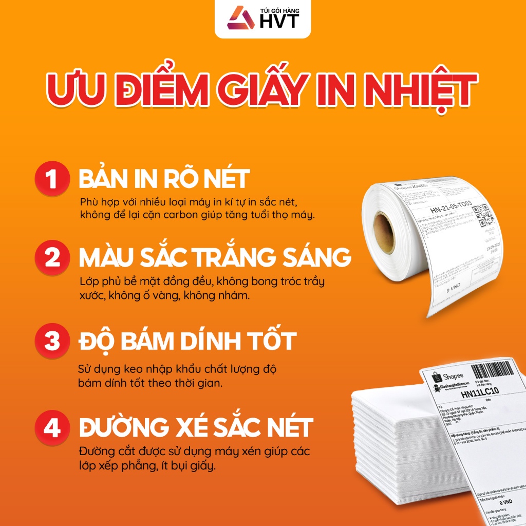 GIẤY RẺ SẬP SÀN - Giấy in nhiệt tự dính in đơn hàng kích thước 100x150mm 75x100mm khổ A6 A7