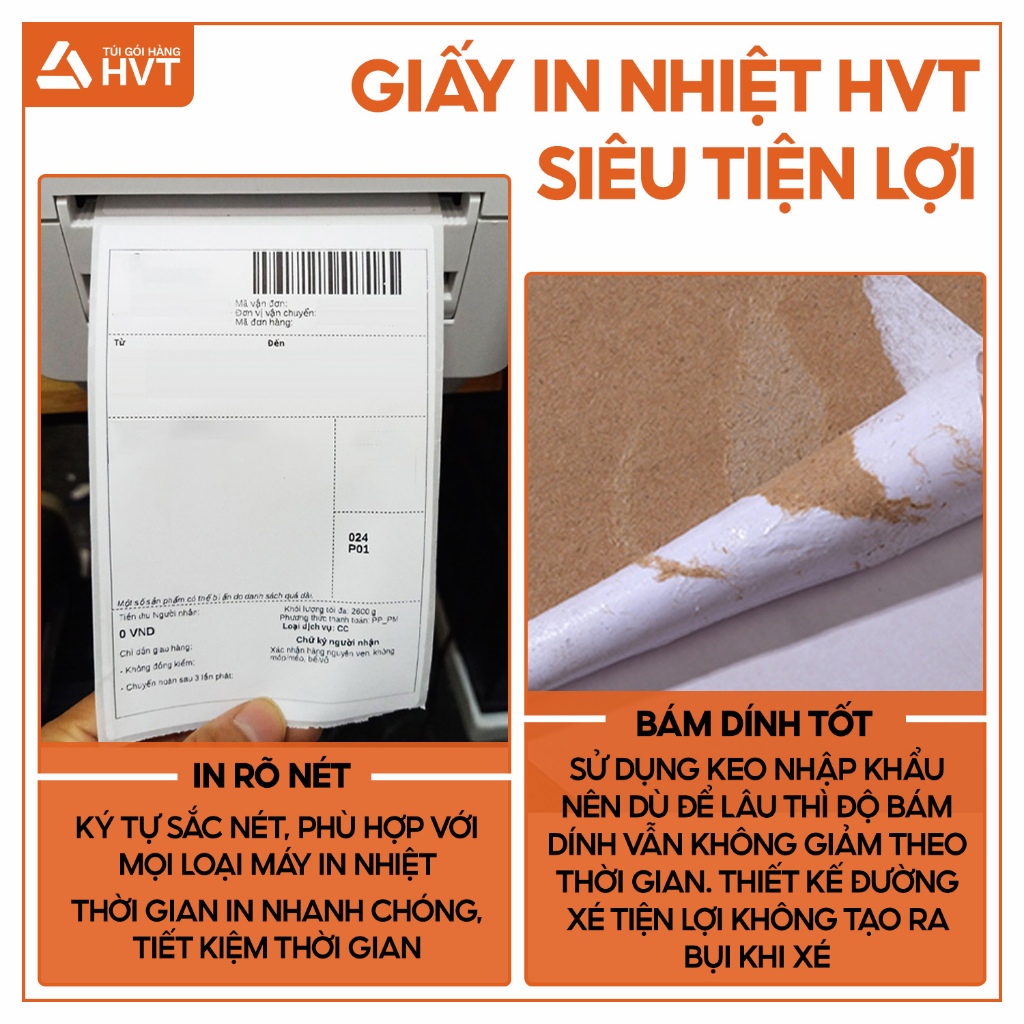 GIấy in nhiệt chống nước, in bill tự dính, giấy in decal NHỰA HVT khổ A6 100*150mm & A7 75*100mm