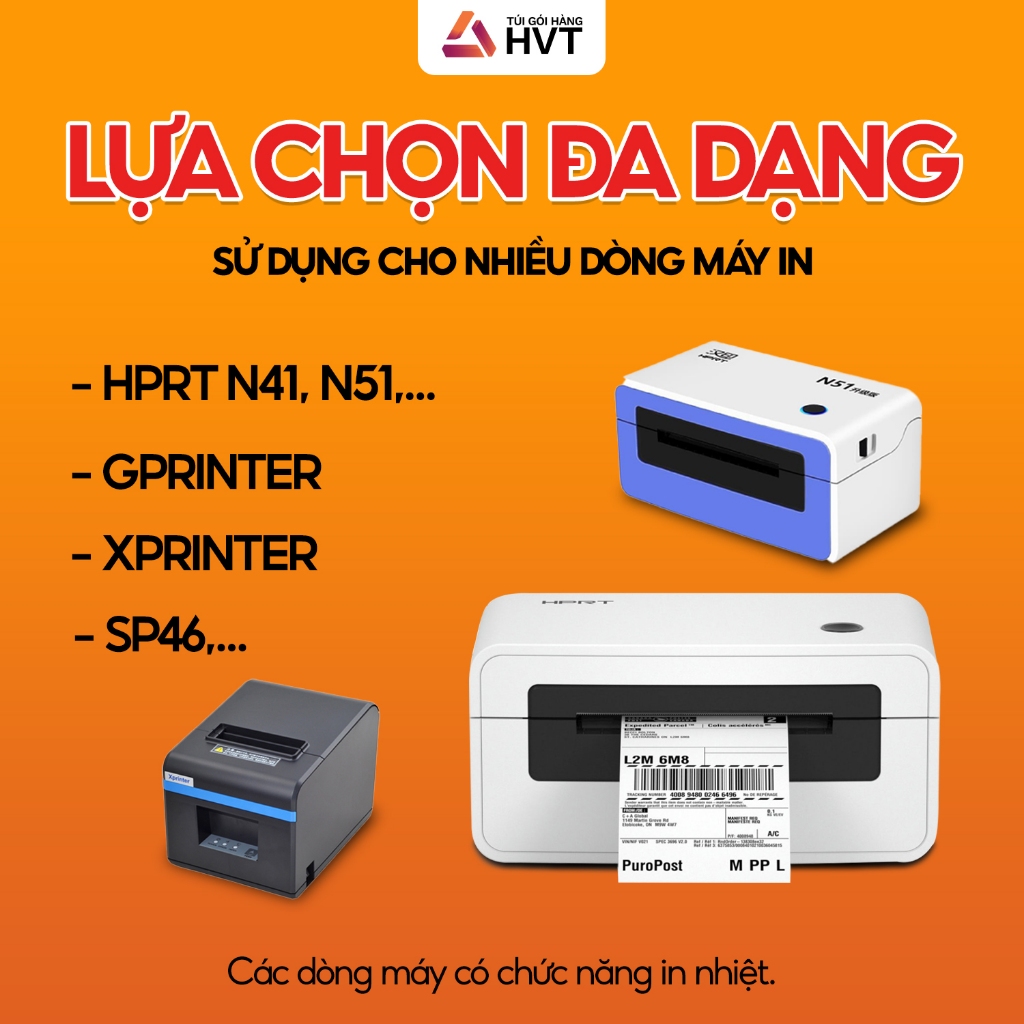 GIấy in nhiệt chống nước, in bill tự dính, giấy in decal NHỰA HVT khổ A6 100*150mm & A7 75*100mm