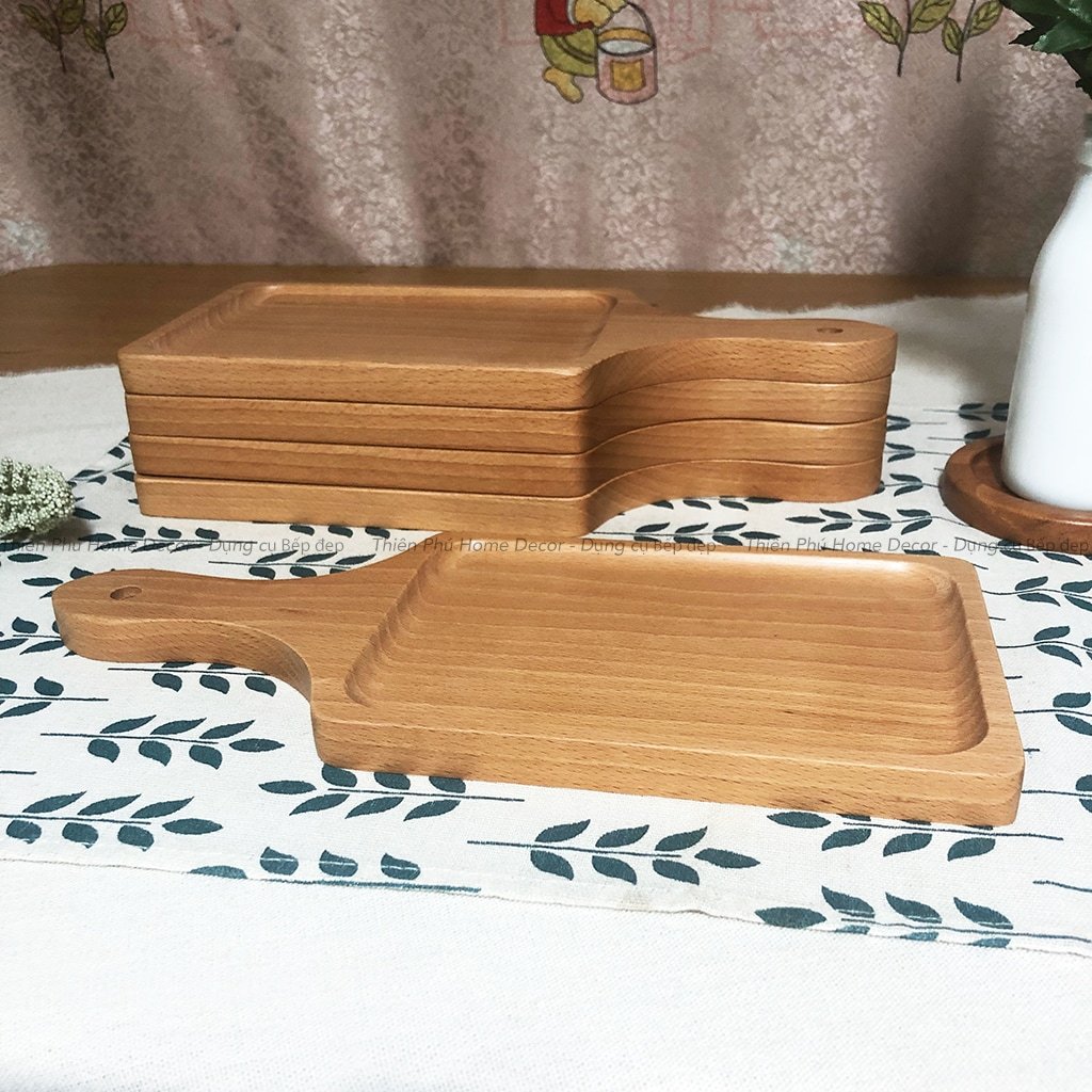 Khay Gỗ Beech Có Tay Cầm 30x13cm Cao Cấp, Thích Hợp Để Trang Trí Decor Bàn Ăn, Phục Vụ Món Steak, Sushi, Bánh, Cafe Đẹp