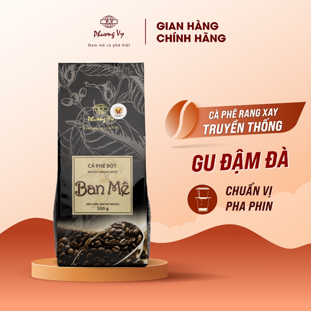 Cà Phê Rang Xay Ban Mê 500g vị đậm đà, hương vị cà phê truyền thống Phương Vy Coffee