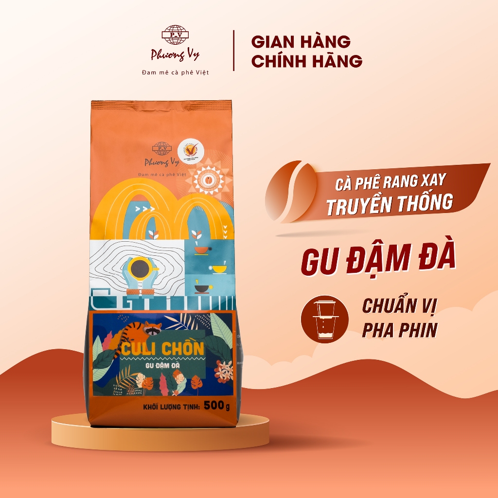 Cà Phê Rang Xay Culi Chồn 500g thơm nồng hậu vị đậm, Gu Truyền Thống Phương Vy Coffee