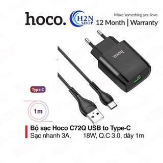 ⚡Mới⚡Bộ sạc Type C USB Chính Hãng Hoco C72Q , hỗ trợ sạc nhanh 3A, 18W, tương thích với mọi thiết bị hiện nay