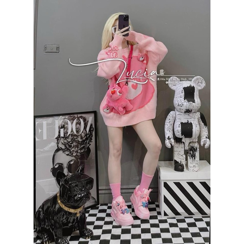 Áo Len Quảng Châu Hoạ Tiết Xinh Xắn Đáng Yêu From Rộng Unisex