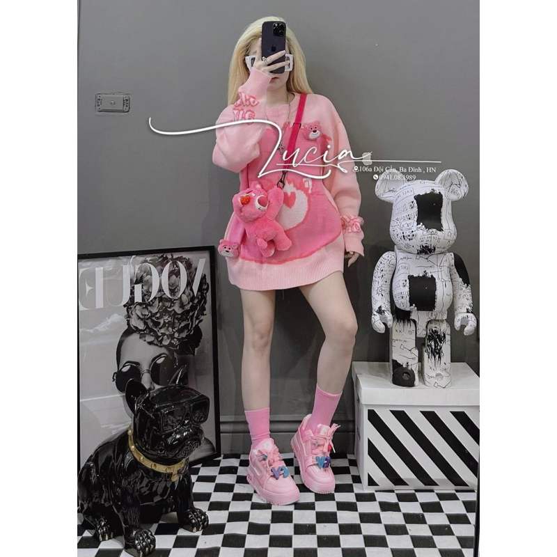 Áo Len Quảng Châu Hoạ Tiết Xinh Xắn Đáng Yêu From Rộng Unisex