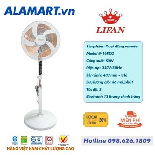 Quạt Đứng Remote LIFAN Đ-16RCO động cơ dây đồng 50w hoạt động êm ái