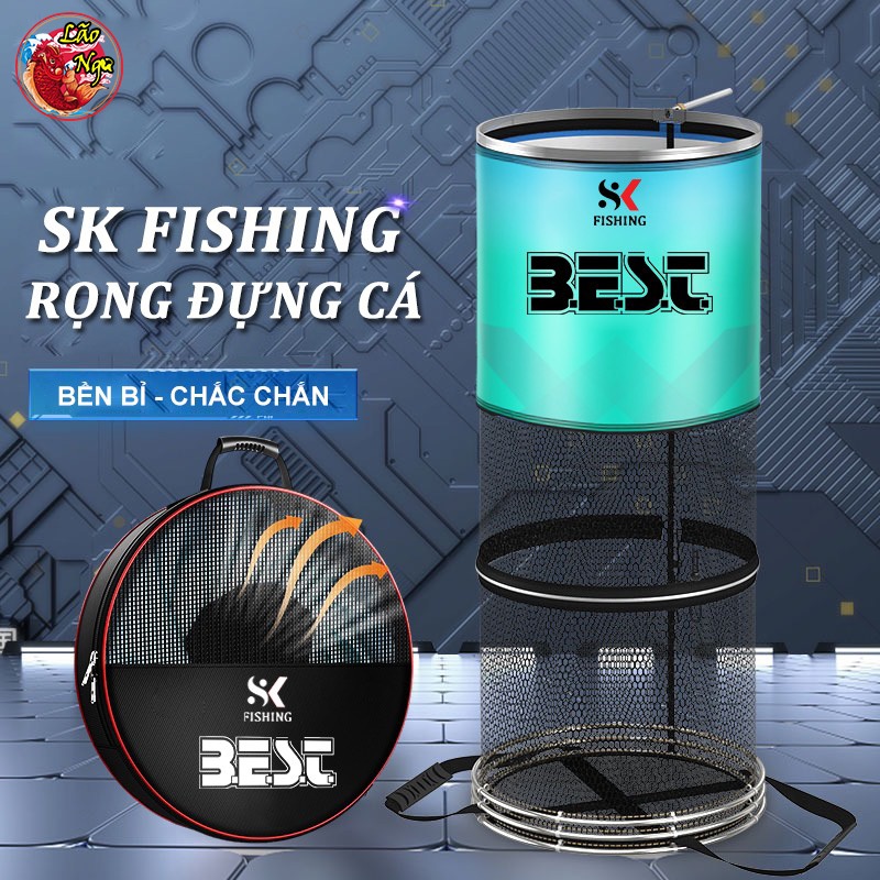 Giỏ Đựng Cá Rọng Đựng Cá BEST - SK FISHING Khung Kim Loại Vải 3 Lớp Bền Bỉ Dày Dặn, Rọng Đựng Cá Cao
