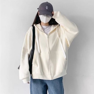 Áo khoác nỉ trơn unisex form rộng mũ to 2 lớp thiết kế basic đơn giản --- áo khoác trơn