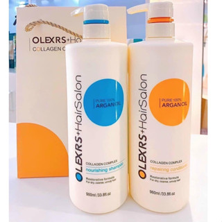 Cặp Dầu Gội Xả Olexrs Argan Oil Collagen 960ml chính hãng phục hồi Tóc Khô Hư Tổn giảm gẫy rụng