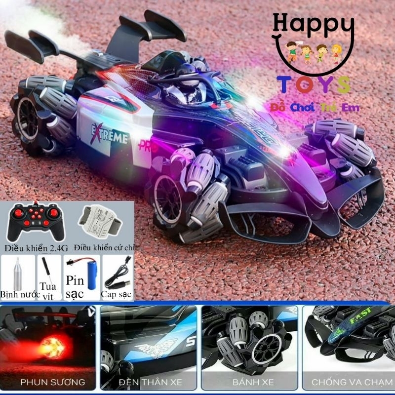 Xe đua F1 điều khiển từ xa ống xả phun khói phát sáng, xe đua điều khiển từ xa, ô tô xoay 360 độ âm thanh gầm siêu chất