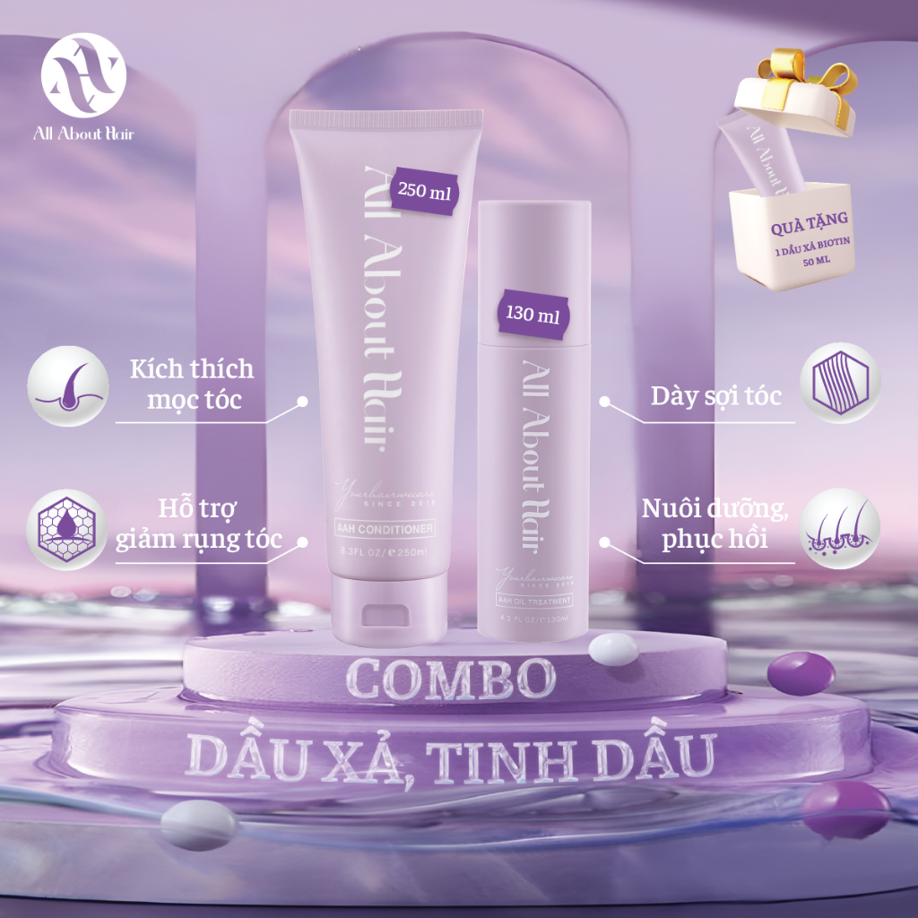 Combo 2SP Tinh Dầu & Dầu Xả AAH All About Hair - Oil Treatment & Conditioner