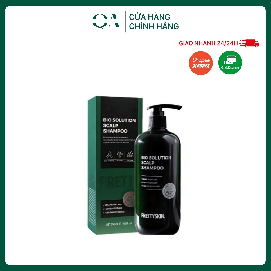 Dầu Gội Pretty Skin Bio Solution Scalp Shampoo Giảm Rụng Tóc Hỗ Trợ Mọc Tóc  500ml