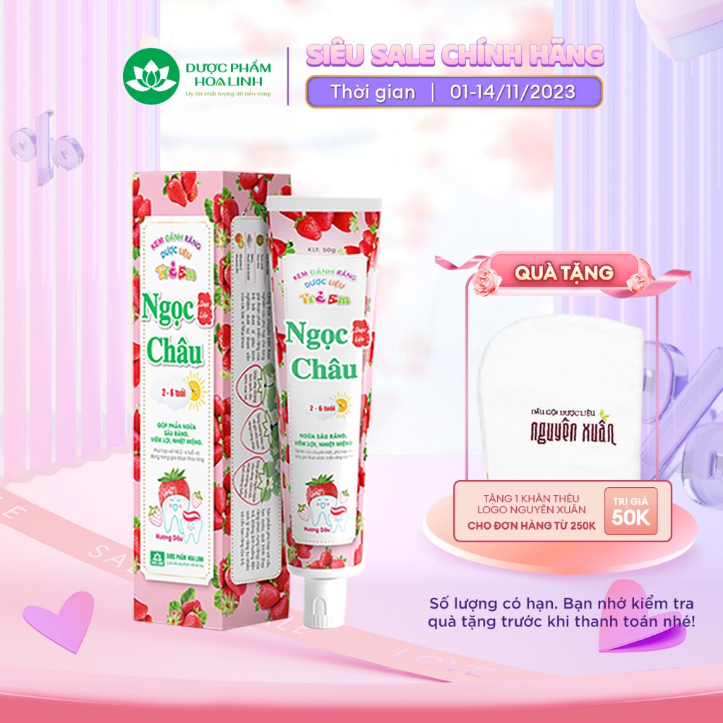 Kem đánh răng dược liệu Ngọc Châu Trẻ Em hương dâu (2 - 6 tuổi)