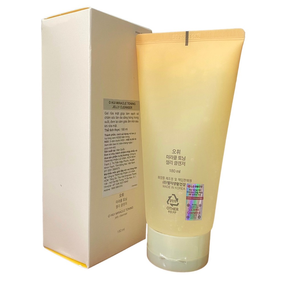 Tuýp Sữa Rửa Mặt Ohui làm trắng da chứa AHA/PHA OHUI Miracle Toning Jelly Cleanser 180ml lương ngô ohui