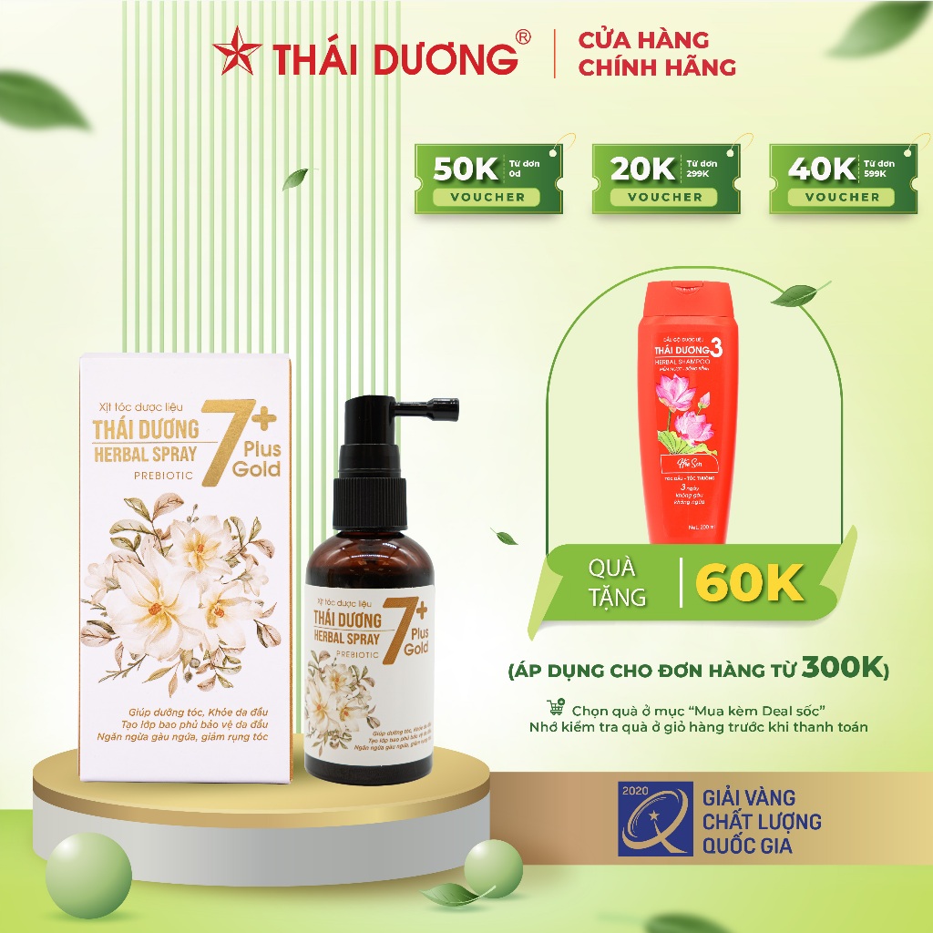 Xịt mọc tóc dược liệu Thái Dương 7 Gold 60ml - Sao Thái Dương