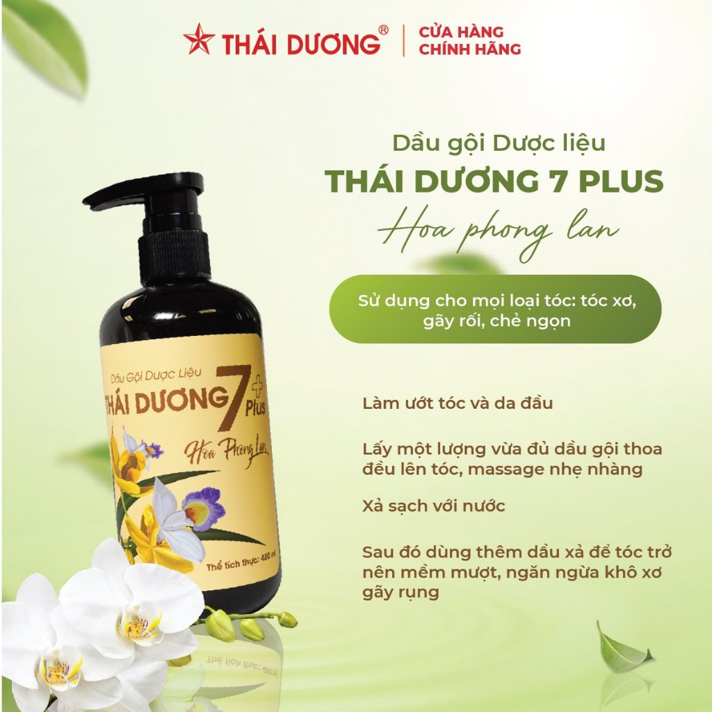 Dầu gội dược liệu Thái Dương 7 plus Hoa Phong Lan 250ml,480ml - Sao Thái Dương