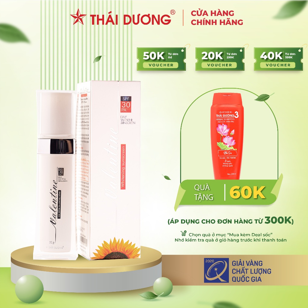 Kem Trắng Da Chống Nắng Valentine lọ 50g, Spf 30 và PA ++++ - Sao Thái Dương