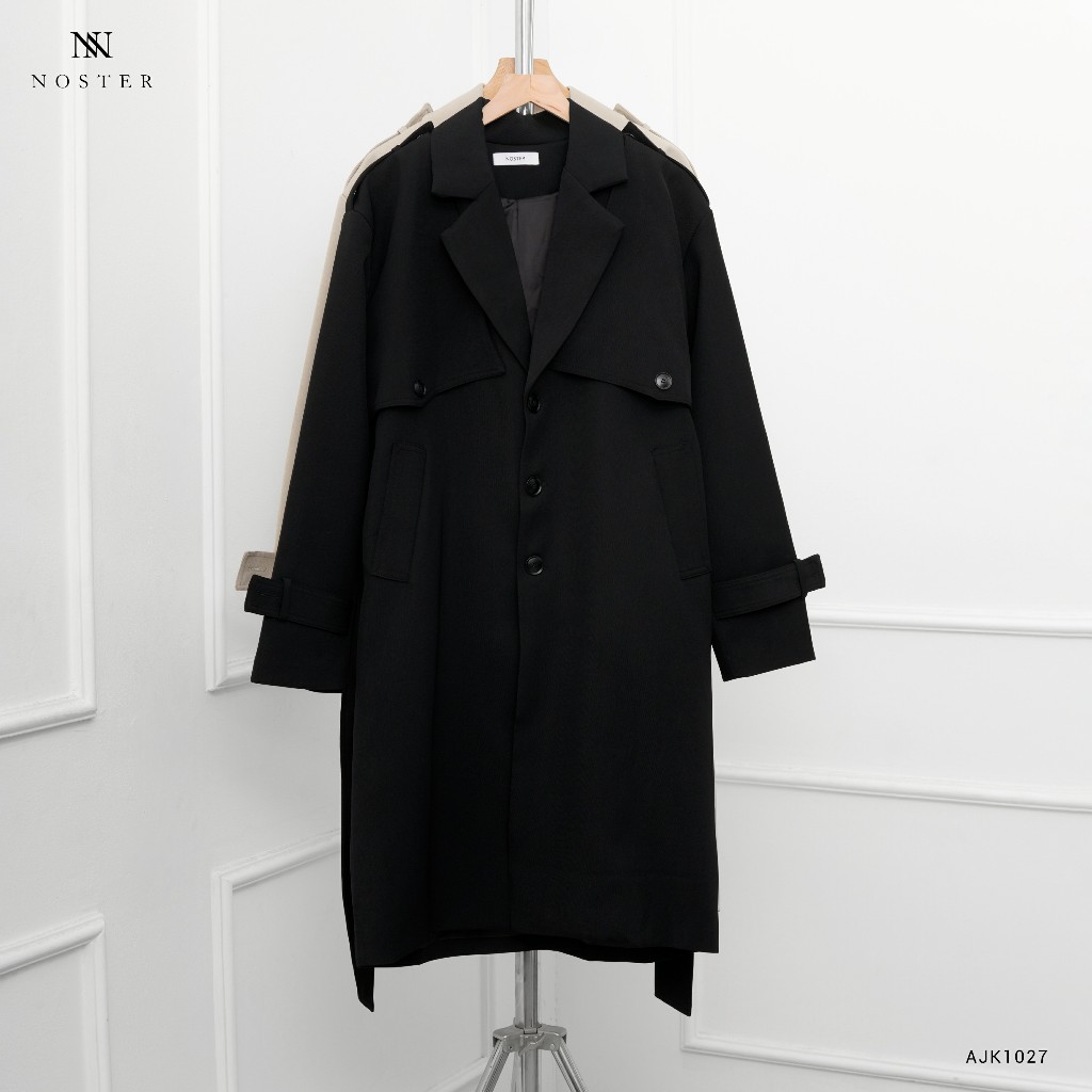 Áo khoác mangto nam, trench coat, chất vải dầy dặn, phom dáng hàn quốc - Thương hiệu Noster AJK1027