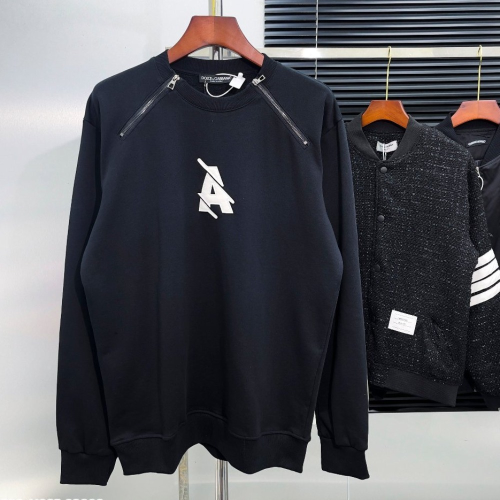 Áo nỉ nam hình thêu chữ A mix 2 khóa cổ cực chất - Áo sweater nam nữ hình thêu DA chữ A phối khóa cao cấp Trend 2023